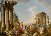 Giovanni Paolo Panini Architectural Capriccio with an Apostle Preaching oil painting on canvas